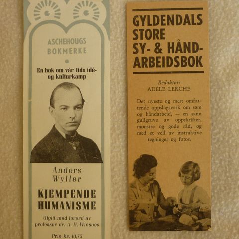 Vintage bokmerker fra Aschehoug og Gyldendal.
