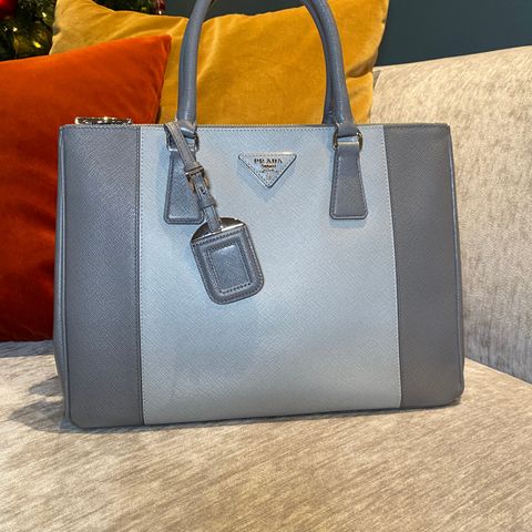 Prada Saffiano Lux Double Zip Tote Two Tone