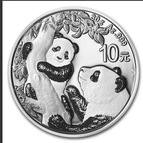 2021 KINA. 999 30 GRAM SØLV PANDA BU M/KAPSEL