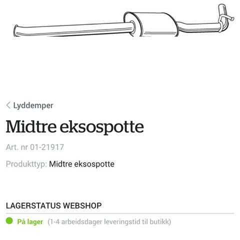 Midtre eksospotte til Renault Kangoo 1998 -2006 mod.