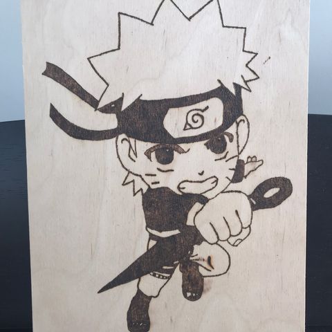 HANDMADE NARUTO Pyrografi brannmaleri kunstverk