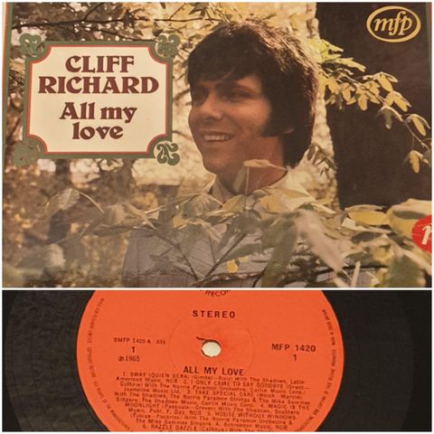 VINTAGE/ RETRO LP-VINYL "CLIFF RICHARD/ALL MY LOVE 1965"