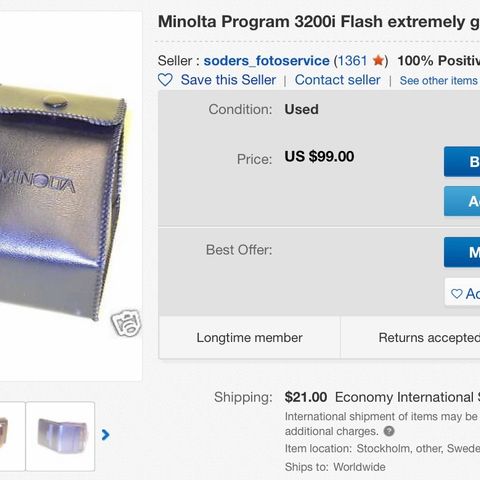 Minolta program Flash 3200i brukt kun ett par ganger selges billig
