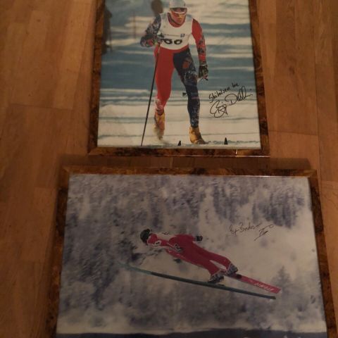2 bilder med autograf Bjørn Dæhli og Espen Bredesen 74x54 cm