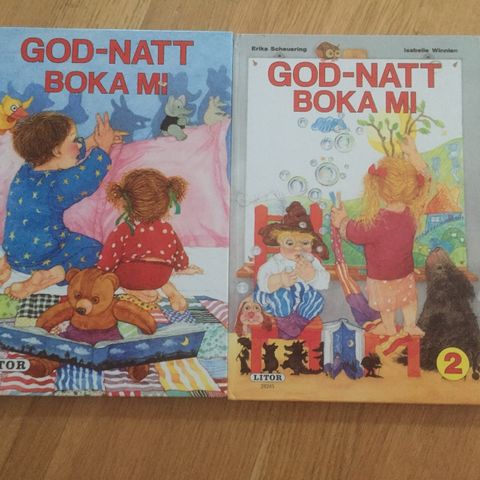 God-Natt boka mi. Nr  1 og 2.  Litor. 1990 og 1991. Selges samlet. Kr 60