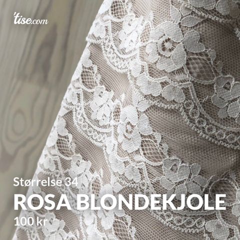 Rosa blondekjole, størrelse 34