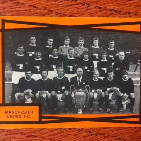 Manchester United fotballkort lagbilde 1968 Monty Gum Sjeldent! George Best mf.