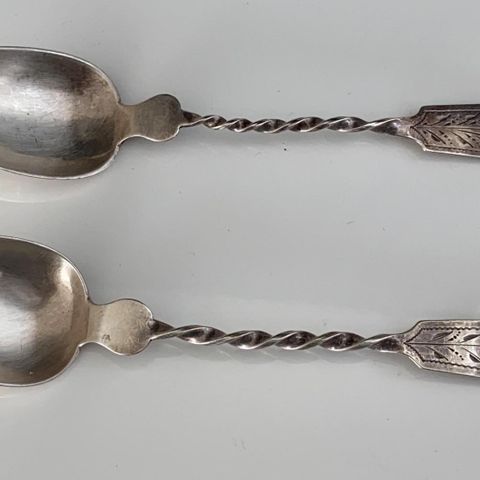 Antikk Norsk SØLV SKJEER i Sterling S. THORESEN 13 1/4L 1892 GRAVERT