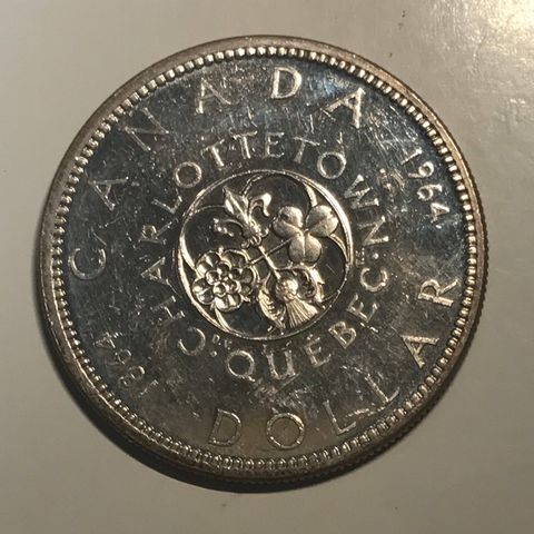 Canadian 1 $ 1864-1964 Silver dollar