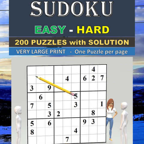 SUDOKU bok: Lett - Vanskelig- 200 SUDOKU med løsning