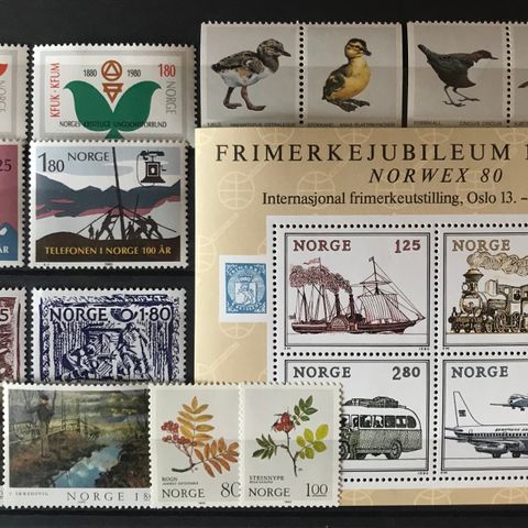 Norge postfrisk, nk 857-874 **, 1980 komplett i prima postfrisk kvalitet