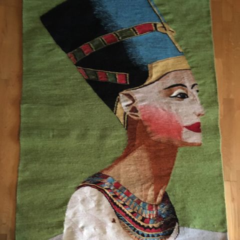 Dronning Nefertiti håndlaget bildevev i ull fra Egypt