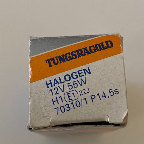 H1 Tungsragold Halogen 12V 55W. Lyspære til bil og annet med H1.