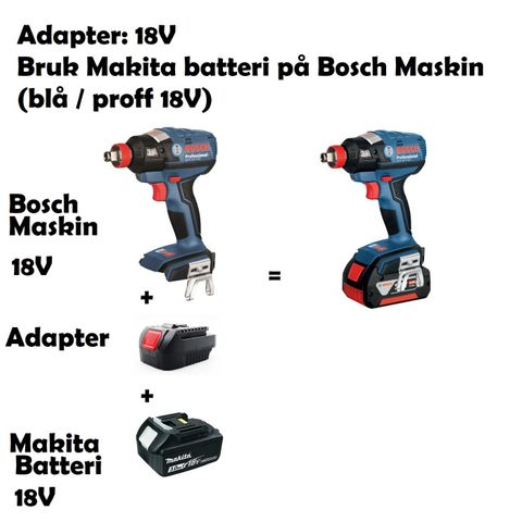 Adapter Makita batteri på Bosch (blå) maskin.