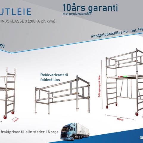 Foldestillas - L: 178cm x B: 74cm - SALG og UTLEIE