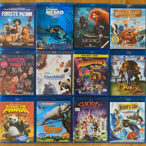 Diverse barnefilm / animasjon på Blu-ray