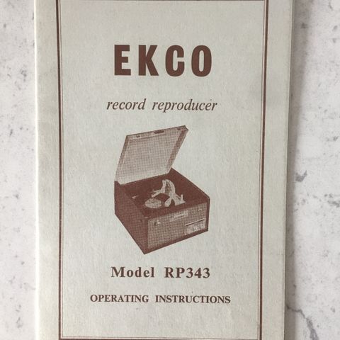 Vintage Late 1950s Ekco Model RP343 Record Player Operating Instructions