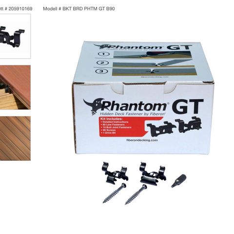 fester til kompositt terrassebord, 2 uåpnede pakker, 90 stk pakke Phantom GT