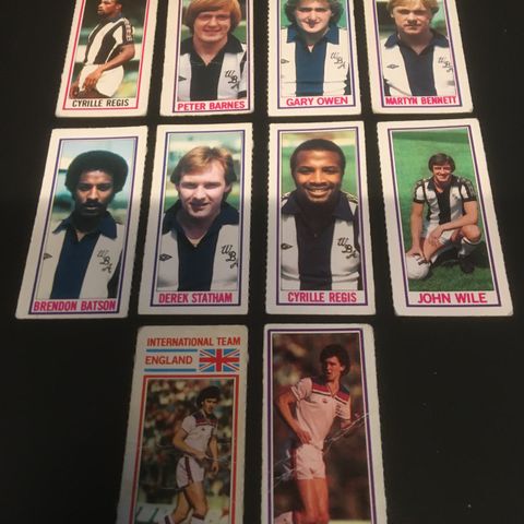 West Bromwich Albion Topps 1981 - komplett sett 10 stk fotballkort