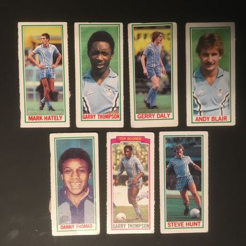 Coventry City - komplett sett 7 stk Topps 1981 fotballkort