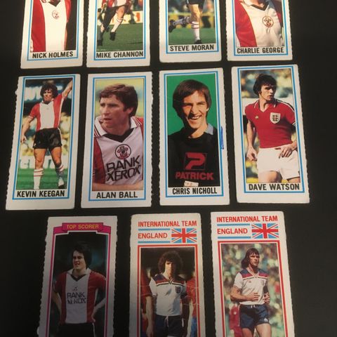 Southampton - komplett sett 11 stk Topps 1981 fotballkort inkl Keegan