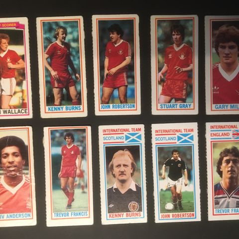 Nottingham Forest Topps 1981 - komplett sett 10 stk fotballkort