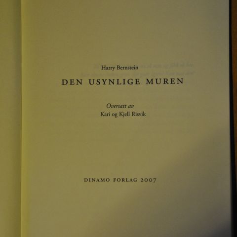 Harry Bernstein: Den usynlige muren. Innb. (3) Sendes