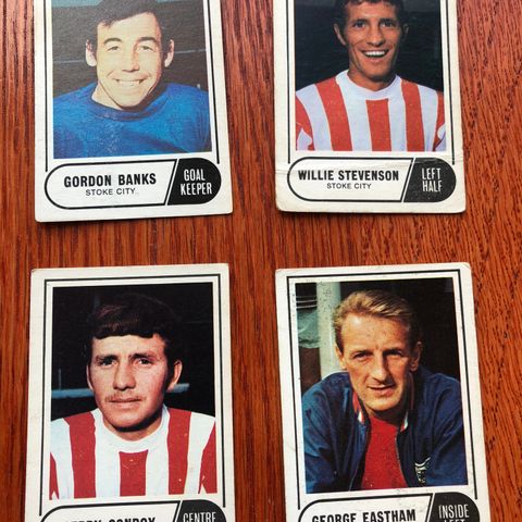 4 stk Stoke City A&BC 1969 fotballkort Sjeldne!