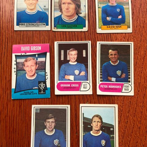 8 stk Leicester City A&BC 1967 - 1971 fotballkort Sjeldne!