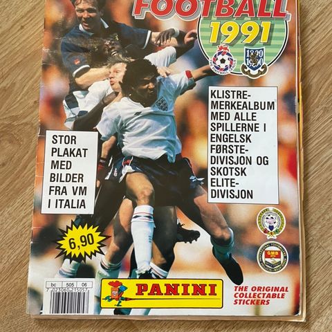 Komplett Panini football 1991 klistremerke samlealbum selges
