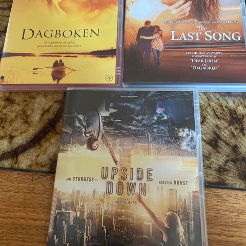 3 stk romantiske filmer selges samlet - Dagboken - The last song - Upside down