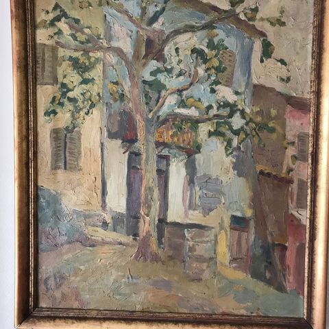 ERIK BRANDT -  Café de Cagnes Paris 1921 - Oljemaleri - 54x 64cm (lerret)