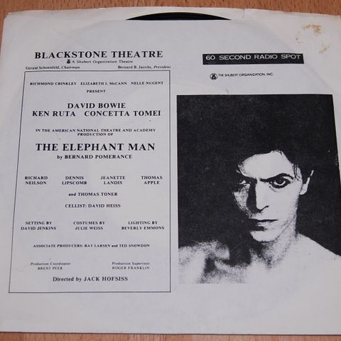 David Bowie - Elephant Man Radio Spot Promo 7"