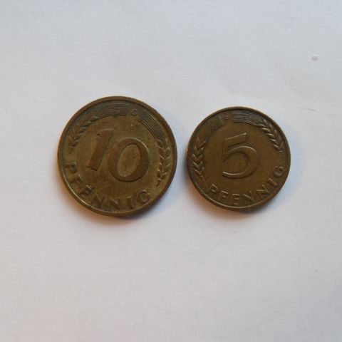 5 og 10 Pfennig fra 1950