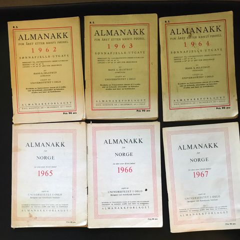 Almanakker fra 1960 til 2019 (ikke alle) / 10 kr stk