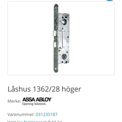 Assa abloy Låshus 1362/28 höger