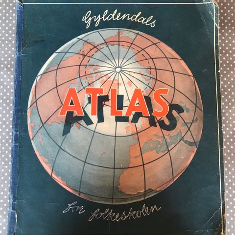 Vintage Gyldendals Atlas fra 60-tallet