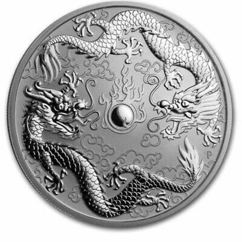 2019 Australia 1 oz Silver Dobbelt Dragon BU Vrien mynt