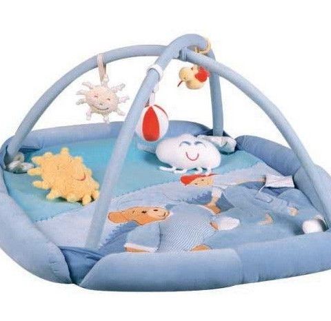 Lekematte Kaloo lysblå fransk luksus, Luxury KALOO Deluxe Plush Activity Playmat