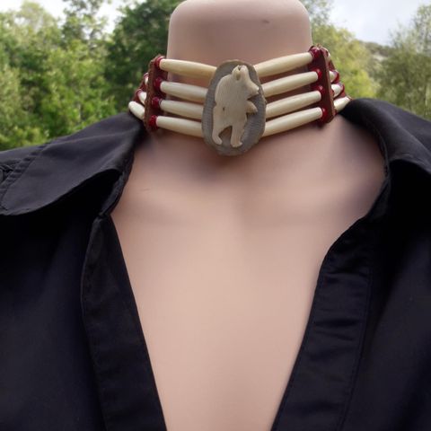 INUIT choker isbjørn bein/skinn unisex