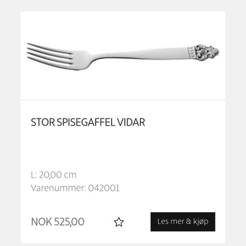 Vidar sølvplett bestikk