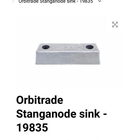 Sinkanode for Volvo Penta drev.