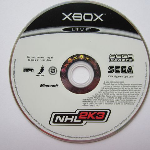 Xbox NHL 2K3 - Spill i bra Tilstand uten Originalcover