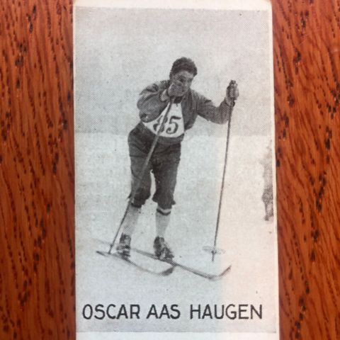 Oscar Aas Haugen Ski langrenn sigarettkort fra ca 1930 Tiedemanns Tobak!