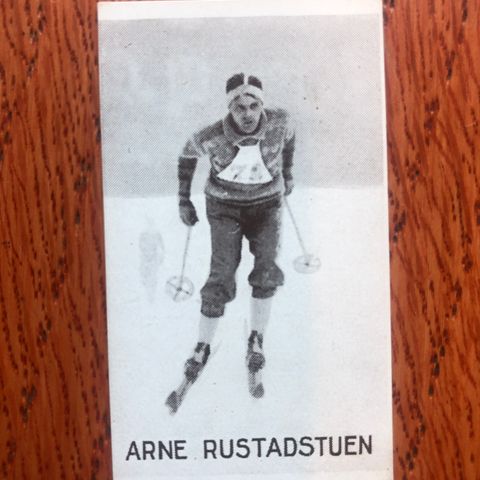 Arne Rustadstuen Ski langrenn sigarettkort fra ca 1930 Tiedemanns Tobak!
