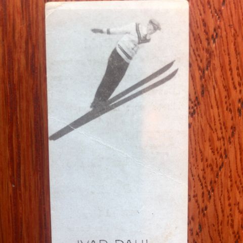 Ivar Dahl Ullern Ski Hopp sigarettkort fra ca 1930 Tiedemanns Tobak sjeldent!