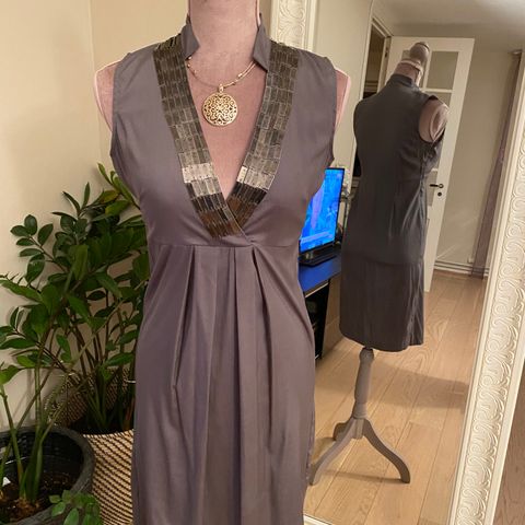 New Philosophy blues original (PBO) silk dress - Chateau Grey: size 36/S