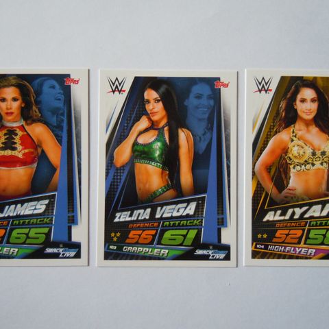 WWE WWF Wrestling Slam Attax Universe 3 samlerkort : Aliyah, Zelina & Mickie