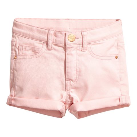 Kort twillshorts, lys rosa, str 134