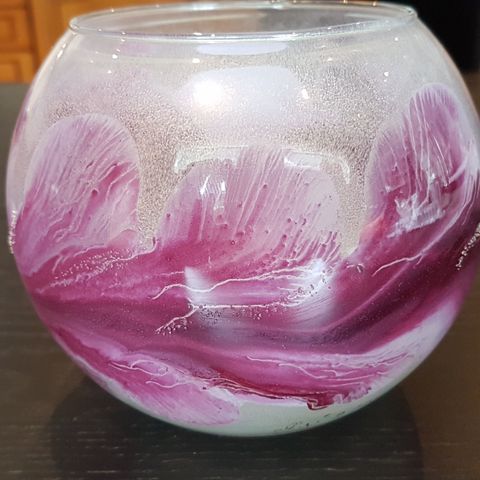 Flott signert kunstglass bolle / vase